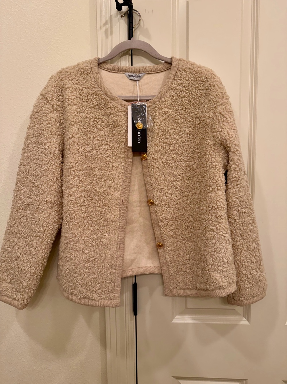 Tan Sherpa Button-Front Jacket